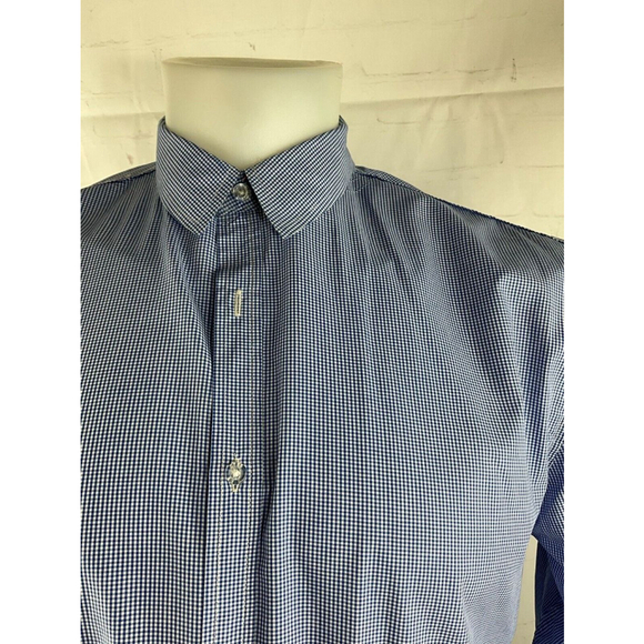 Men’s Big & Tall Tranquility Mayhem Point Collar Check Dress Shirt Sz 3XLT Blue - Picture 3 of 4